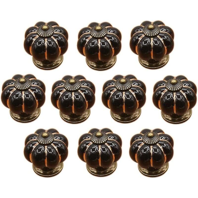 10 Pcs Ceramic Drawer Knobs Cabinet Knob for Kitchen Drawers and Cupboards (Black) - Black