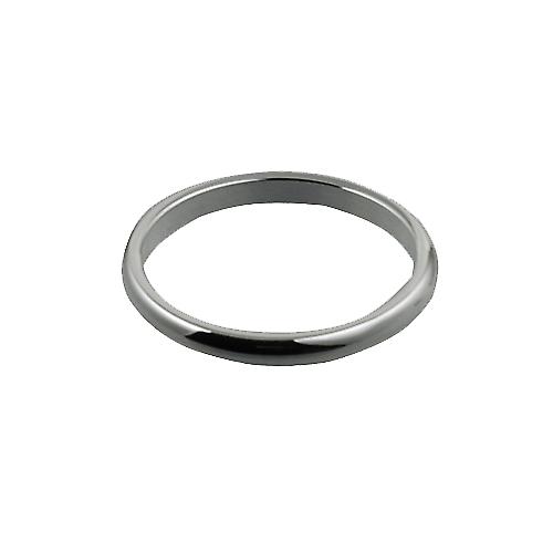 9ct White Gold 2mm plain D shaped Wedding Ring Size P