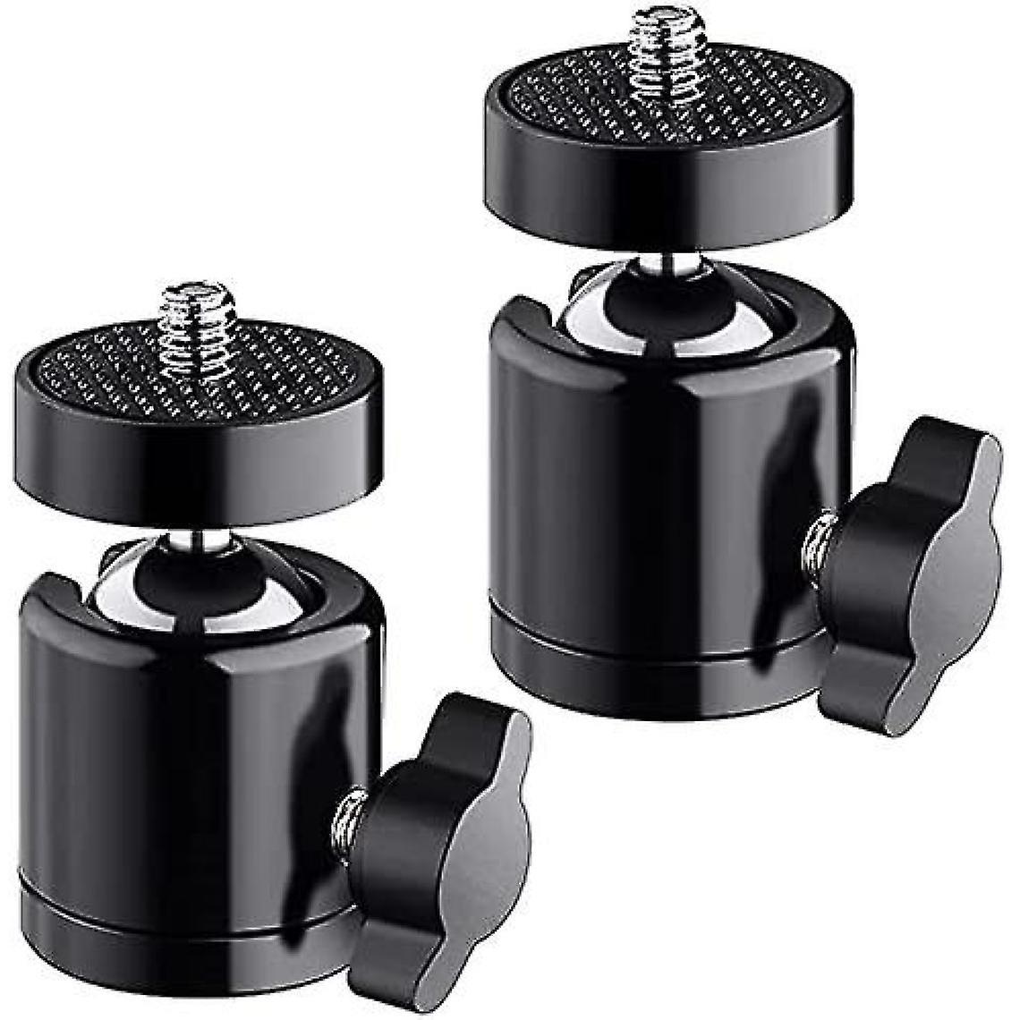 2 Mini Bullet Head Tripods - 360 Swivel Tripod Heads With Detachable Camera Mount Adapter, Tripods, Light Stand, Led Light (black)