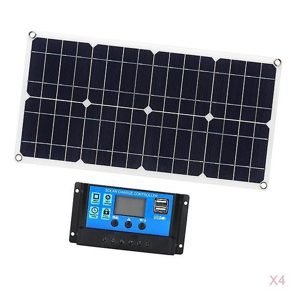 4pcs 30W Solar Panel Kit 12V 10A Battery Charge Controller for Caravan Boat