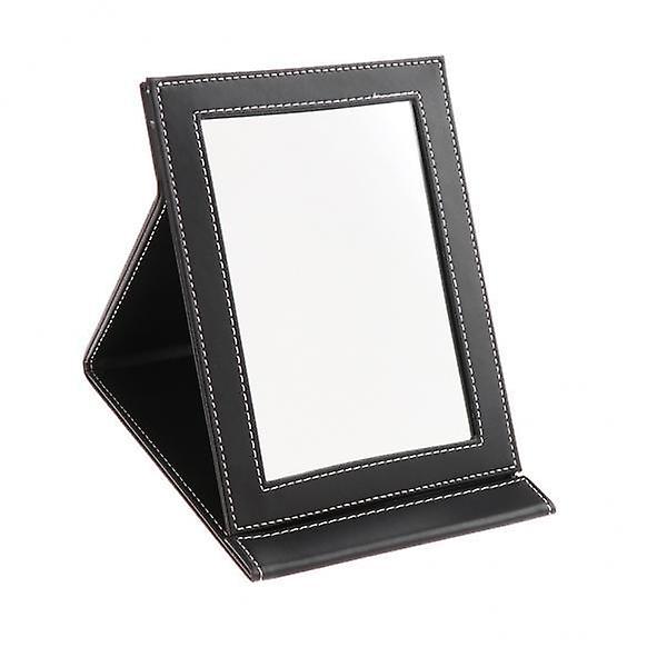 2xFoldable Makeup Mirror Stand Tabletop Compact Mirror Leather Portable Mirror