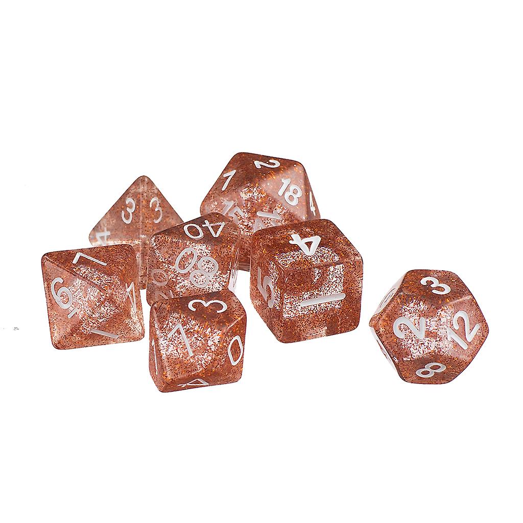 7pcs/set TRPG Game   Glitter D4-D20 Multi Sides Dice Orange