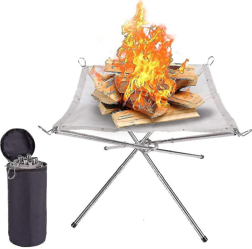 Supporto per falò pieghevole portatile, inossidabile, adatto per barbecue da campeggio all'aperto