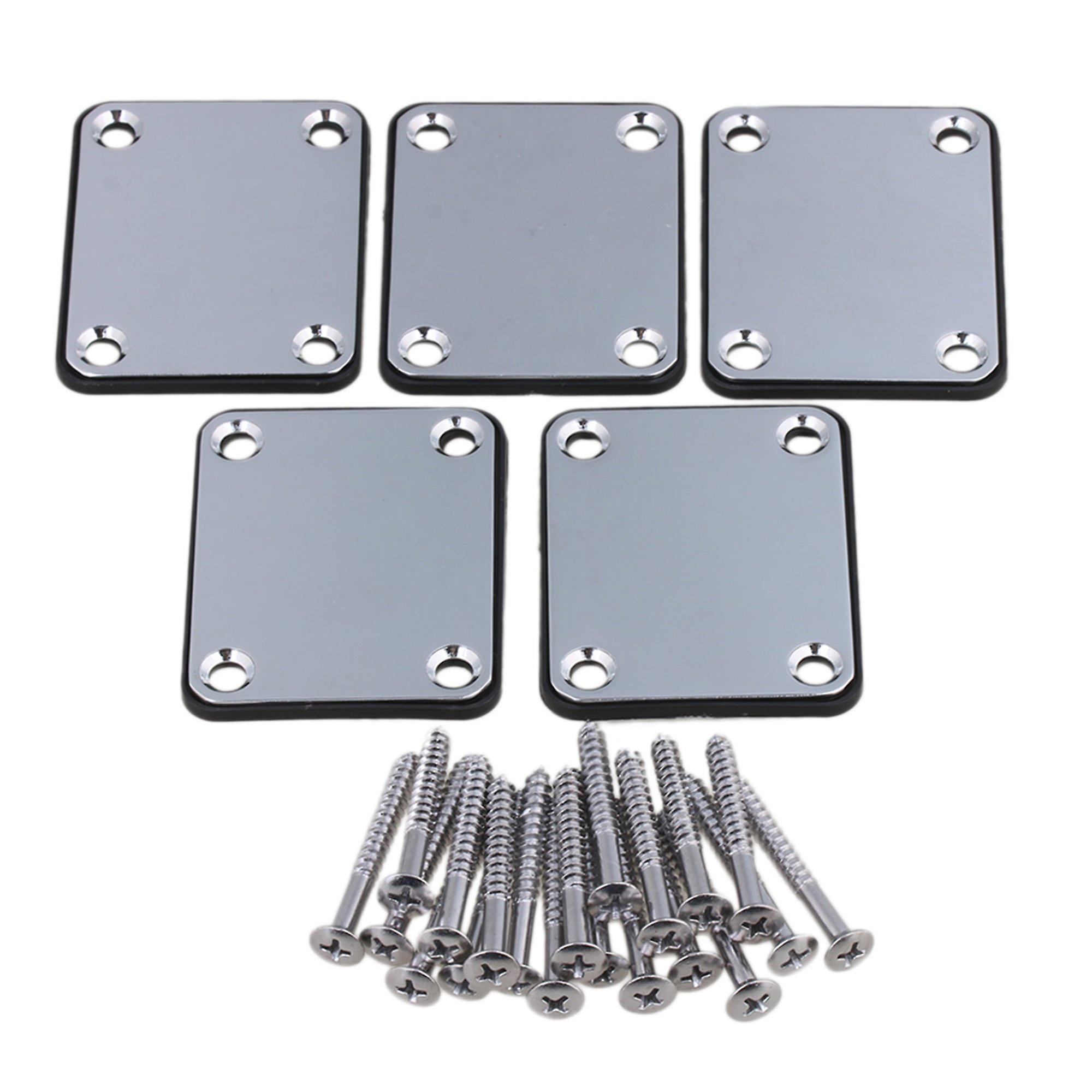 5 PCS Metal Plastic Square 4 Hole Guitar Neck Plate Replacement w/ Screw