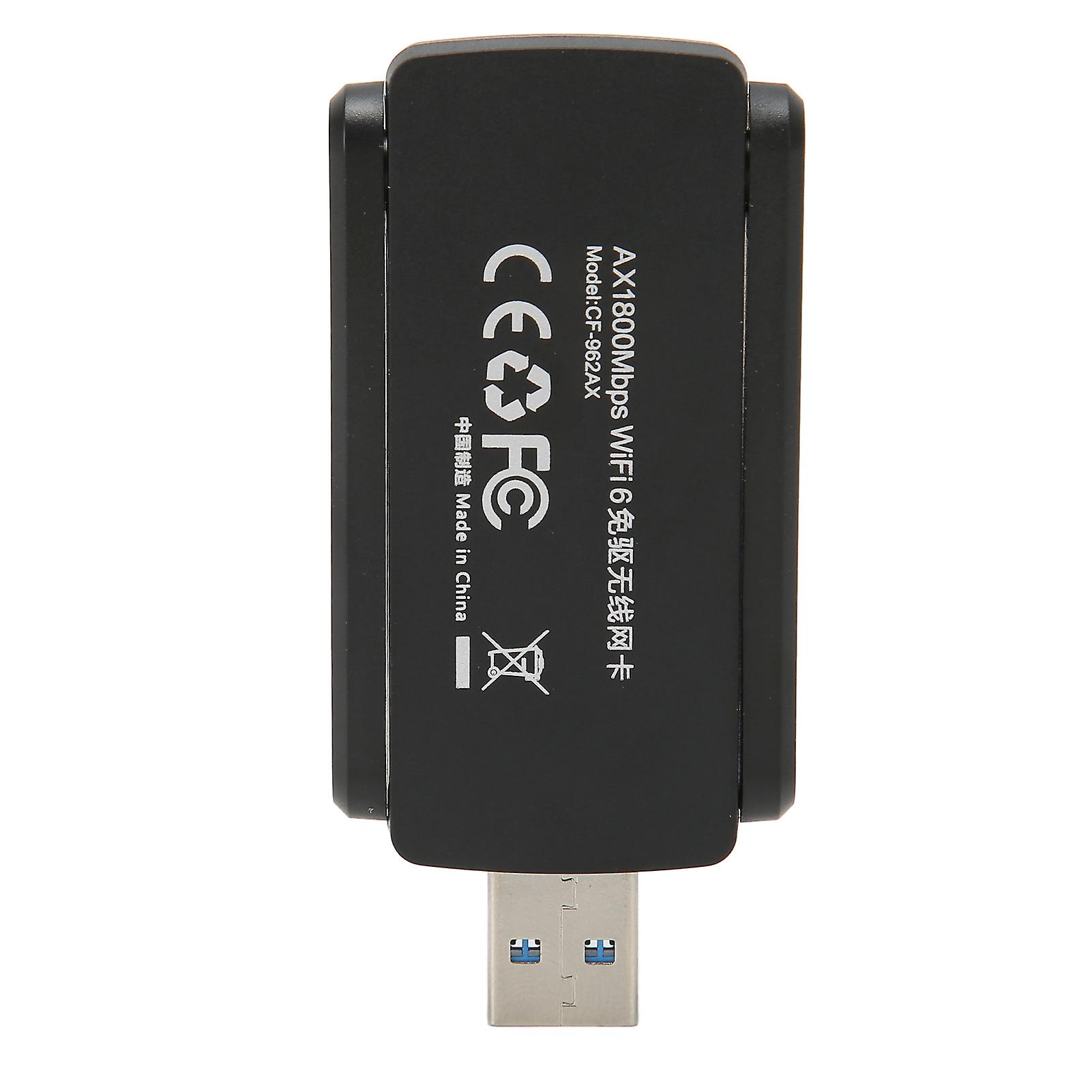 WiFi 6 Adapter AX1800M 5Ghz/2.4Ghz USB3.0 High Gain Antenna Plug and Play WiFi Dongle for Win 11 10 Desktop Laptop