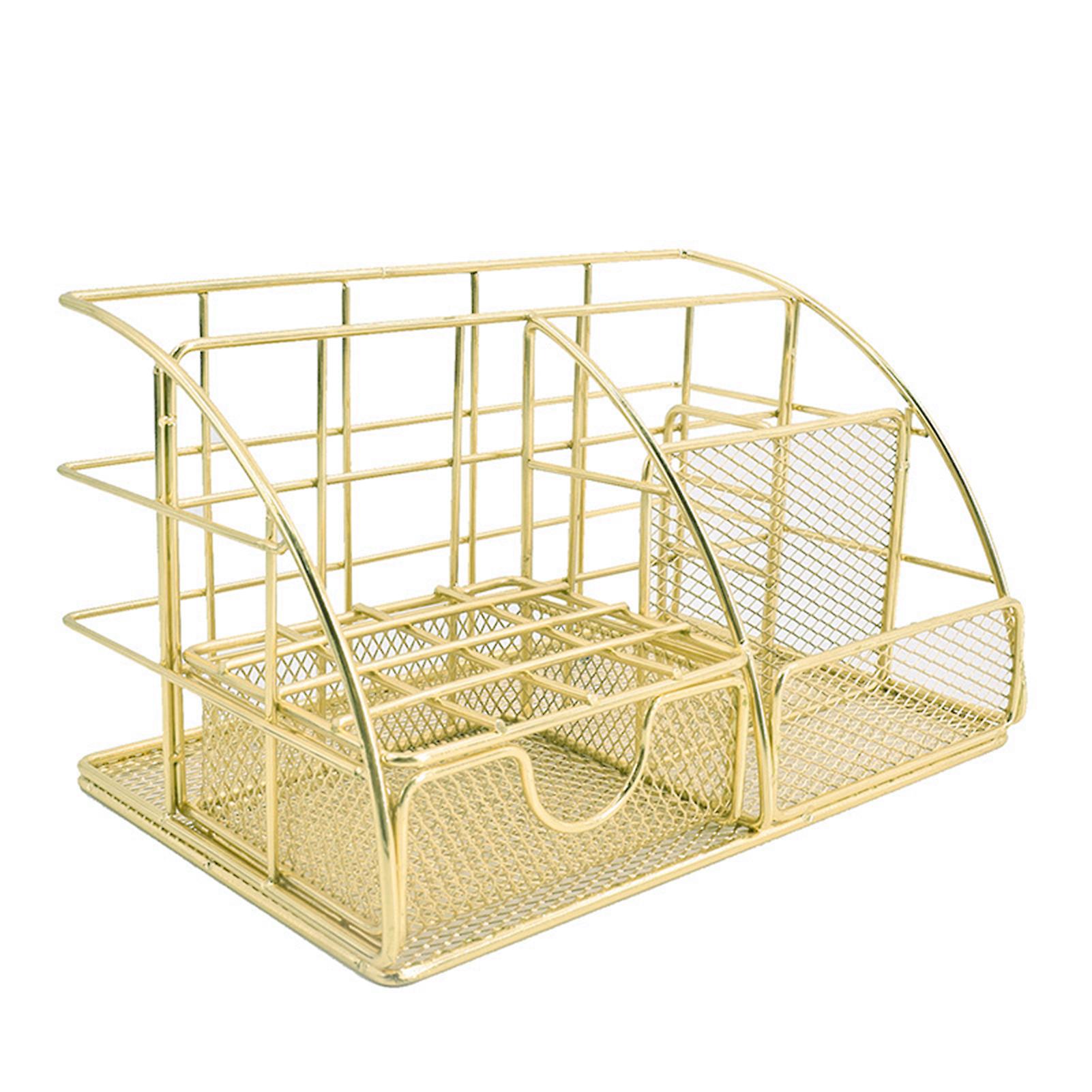 Office Desk Organizer with 6 Compartments and Drawer The Mesh Collection Storage Holder Case