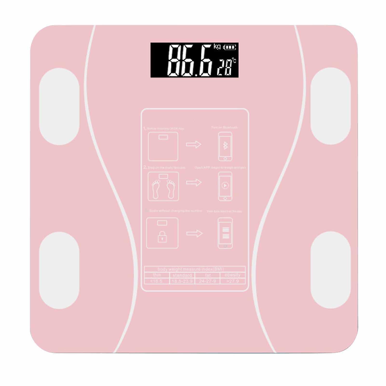 Body Weight Scale, Max Capacity 170kg, High Accuracy, Smart Analysis, Bluetooth, for Men and Women, Pink