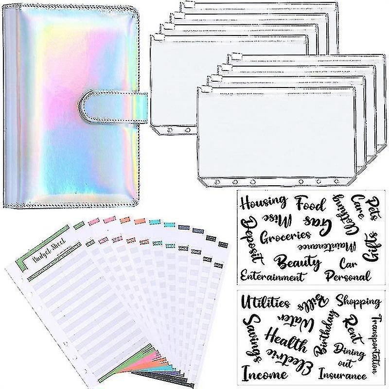 A6 Binder Budget Planner Notebook Covers Folder Size 6 Hole Pockets Plastic Zipper Money Saving