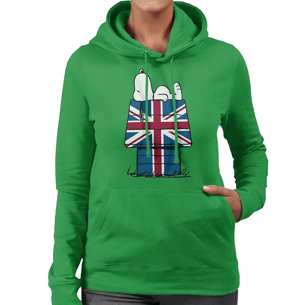 Peanuts Union Jack Hut Snoopy Women's Hooded Sweatshirt