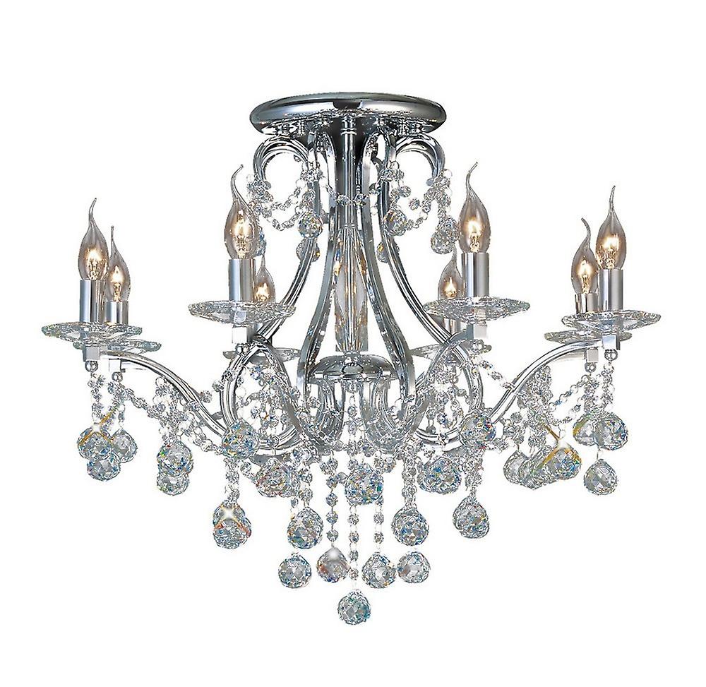 Inspired Diyas - Bianco - Semi Flush Ceiling 8 Light Polished Chrome, Crystal