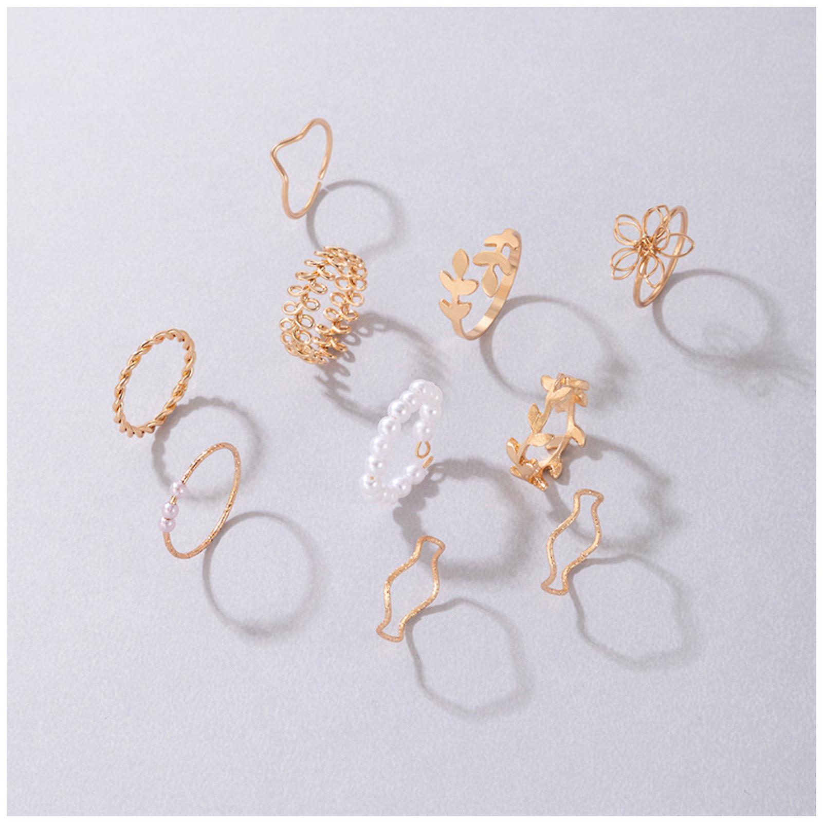 10 Pcs Finger Rings Set for Women Comfort Fit Elegant Classic Minimalist Rings for Dating Shopping F
