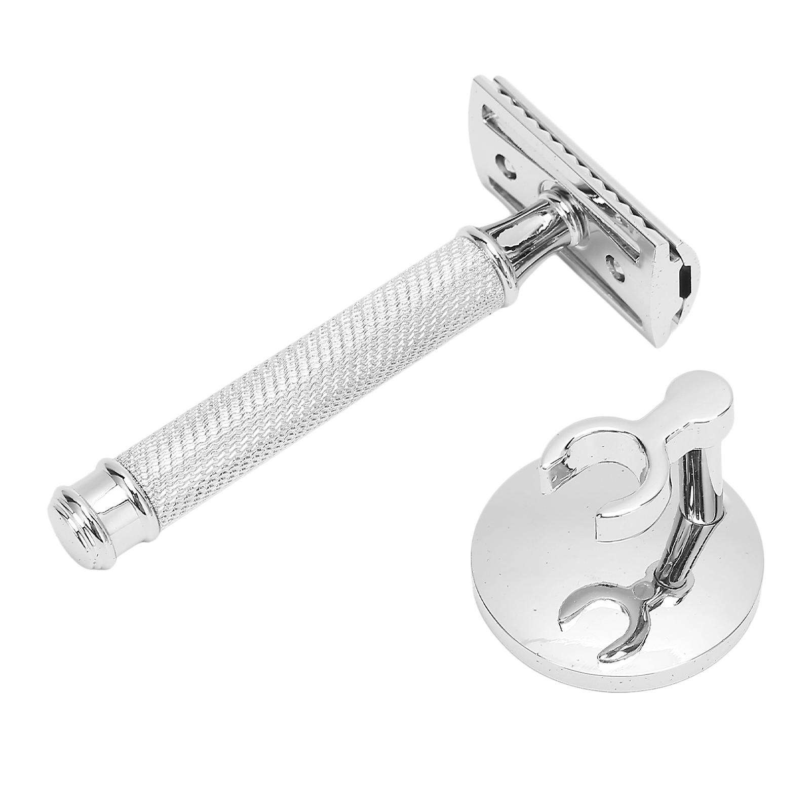 Shaving Razor Double Edge Manual Barber Shop Safety Shaver Kit for Men Sliver (without Blade)