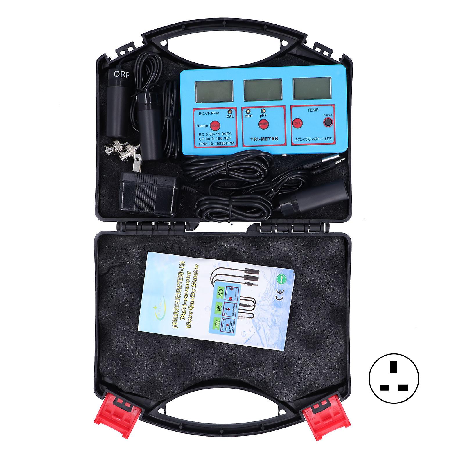 PH-118 Multi Parameter Water Quality Monitor LCD Backlight Display ORP PH EC TDS CF TEMP Tester MeterUK Plug 220V