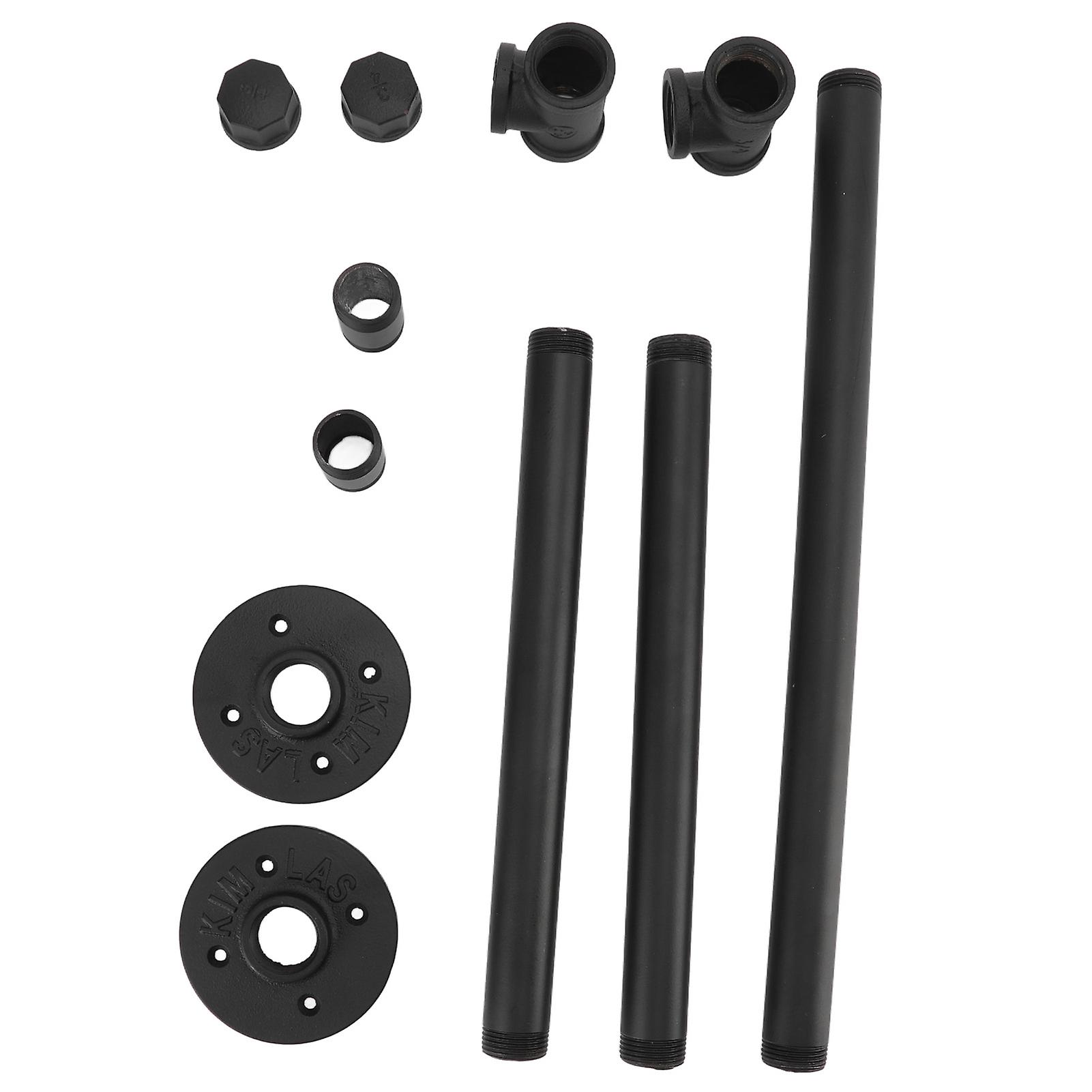 Wall Mount Clothing Rack Heavy Duty Detachable Iron Industrial Pipe Garment Rack with Hat Hook for Closet Laundry Room