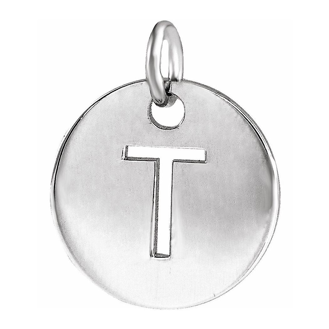 925 Sterling Silber Buchstabe Name personalisierte Monogramm Initiale T 10mm polierte Initiale Scheibe Anhänger Halskette-Anhänger für