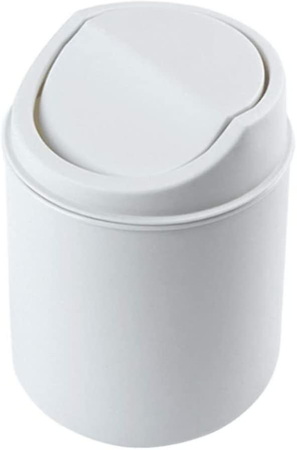 Mini Desktop Trash Can Plastic Swingable Utility Storage Bin with Lid Removable Trash Can for Small 