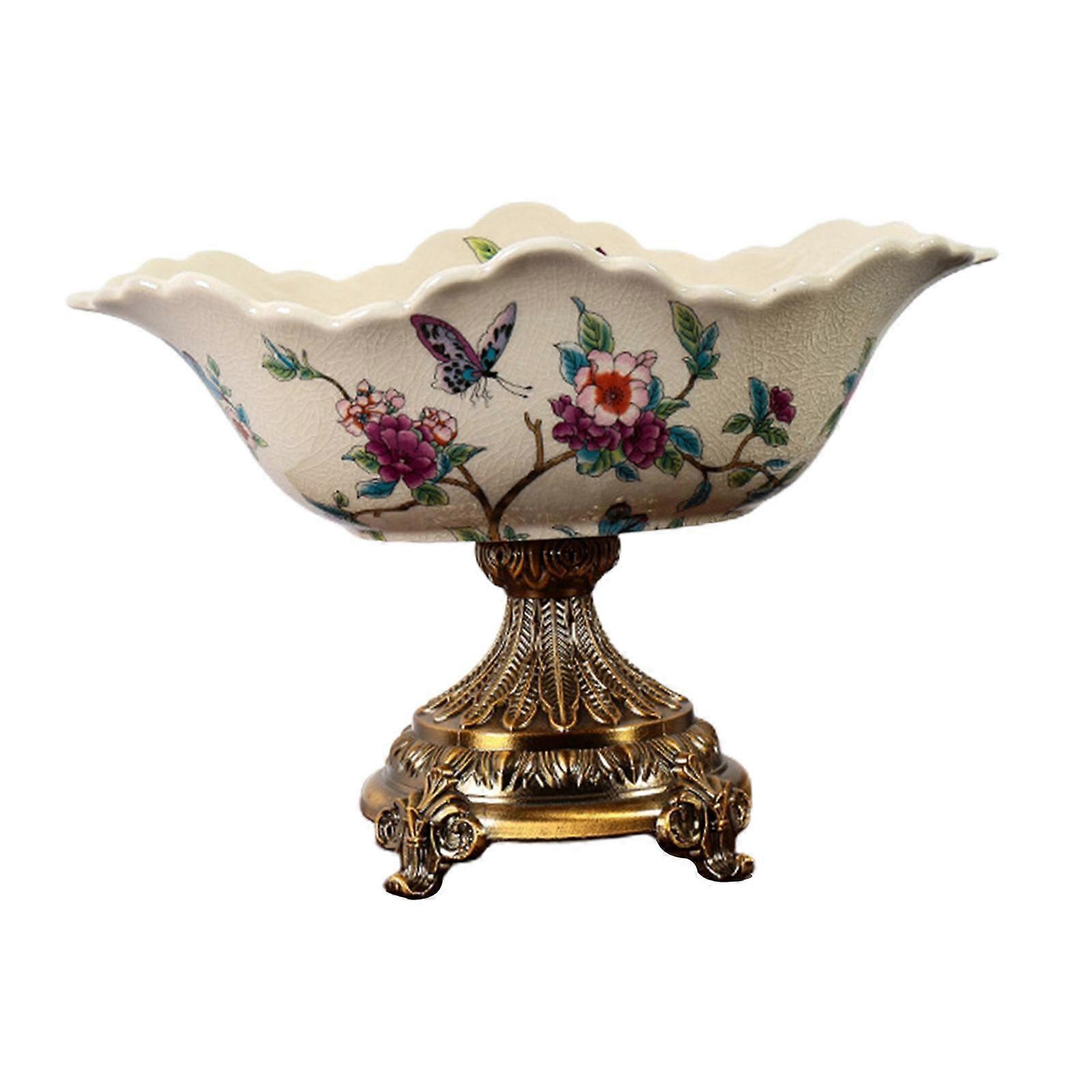 Ceramic Fruit Bowl Creative Footed Bowl for Vegetables Bread Kitchen Counter Style A