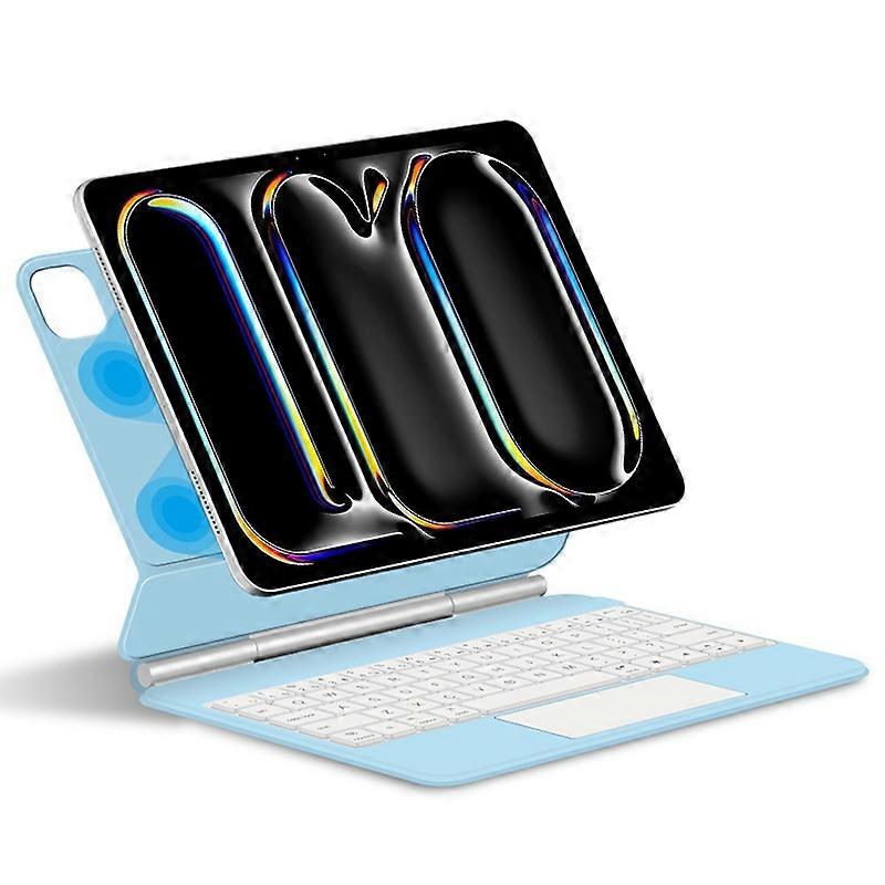 For iPad Pro 11 (2024) Leather Tablet Case with Magnetic Bluetooth Keyboard - Blue