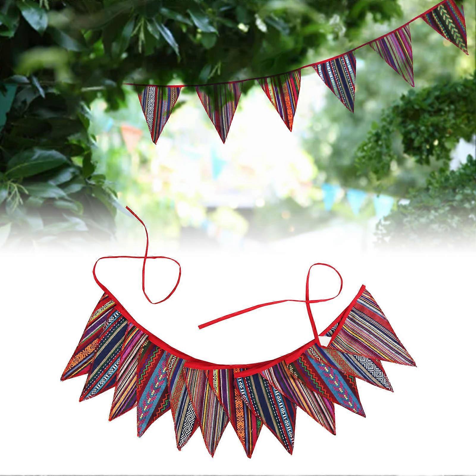 Pennant Banner Ethnic Style Colorful Exquisite Pattern Triangle Flag Bunting Camping Party Pennant Decoration 