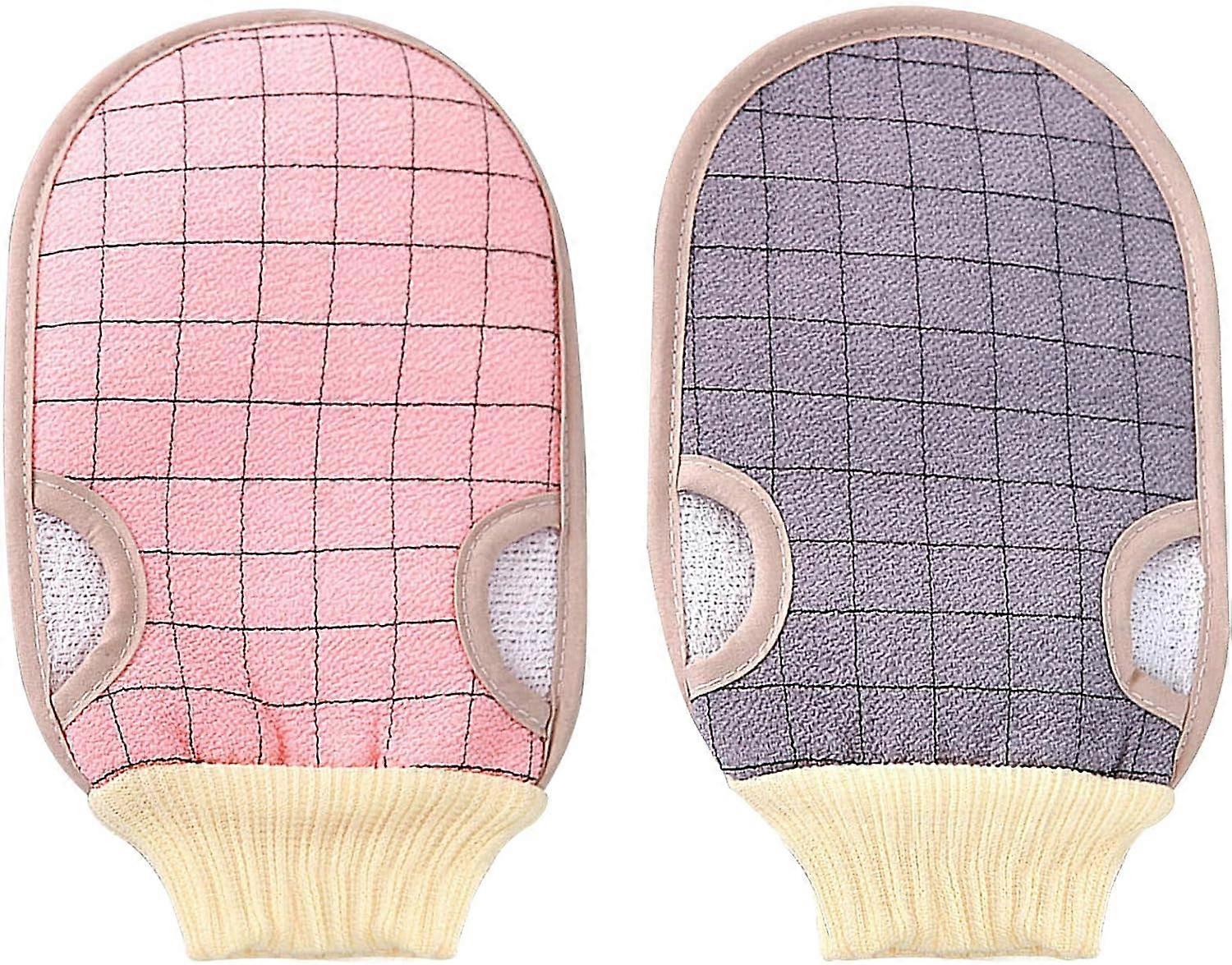 Exfoliating glove, scrub glove Bath Glove, High elasticity, not easy to deform, making the skin smoother and more delicate. 2PCS (24x13cm)