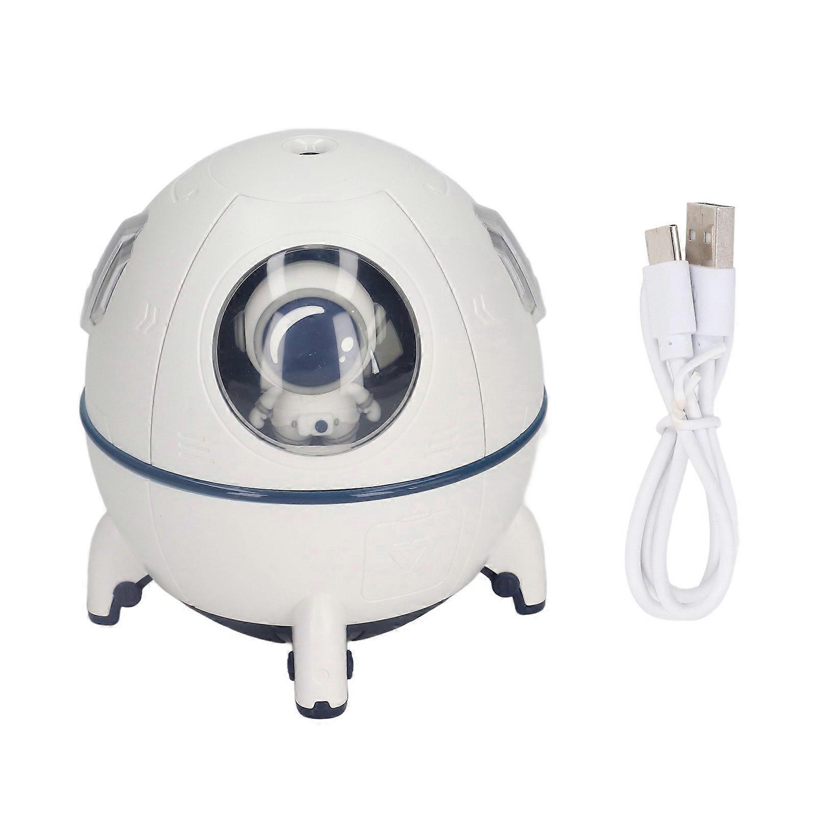 Space Capsule Humidifier USB Large Mist Volume Cute Baby Humidifier with Diffuser Night Light for Home Car Desktop White