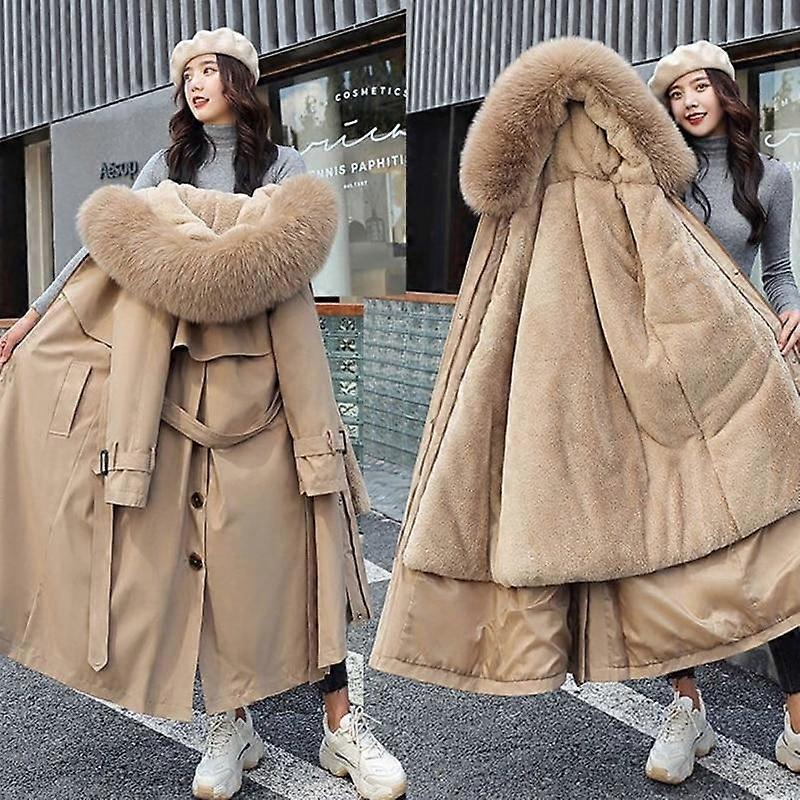 Long Plus Size Winter Coat With Hood Faux Fur Hood Ladies Plus