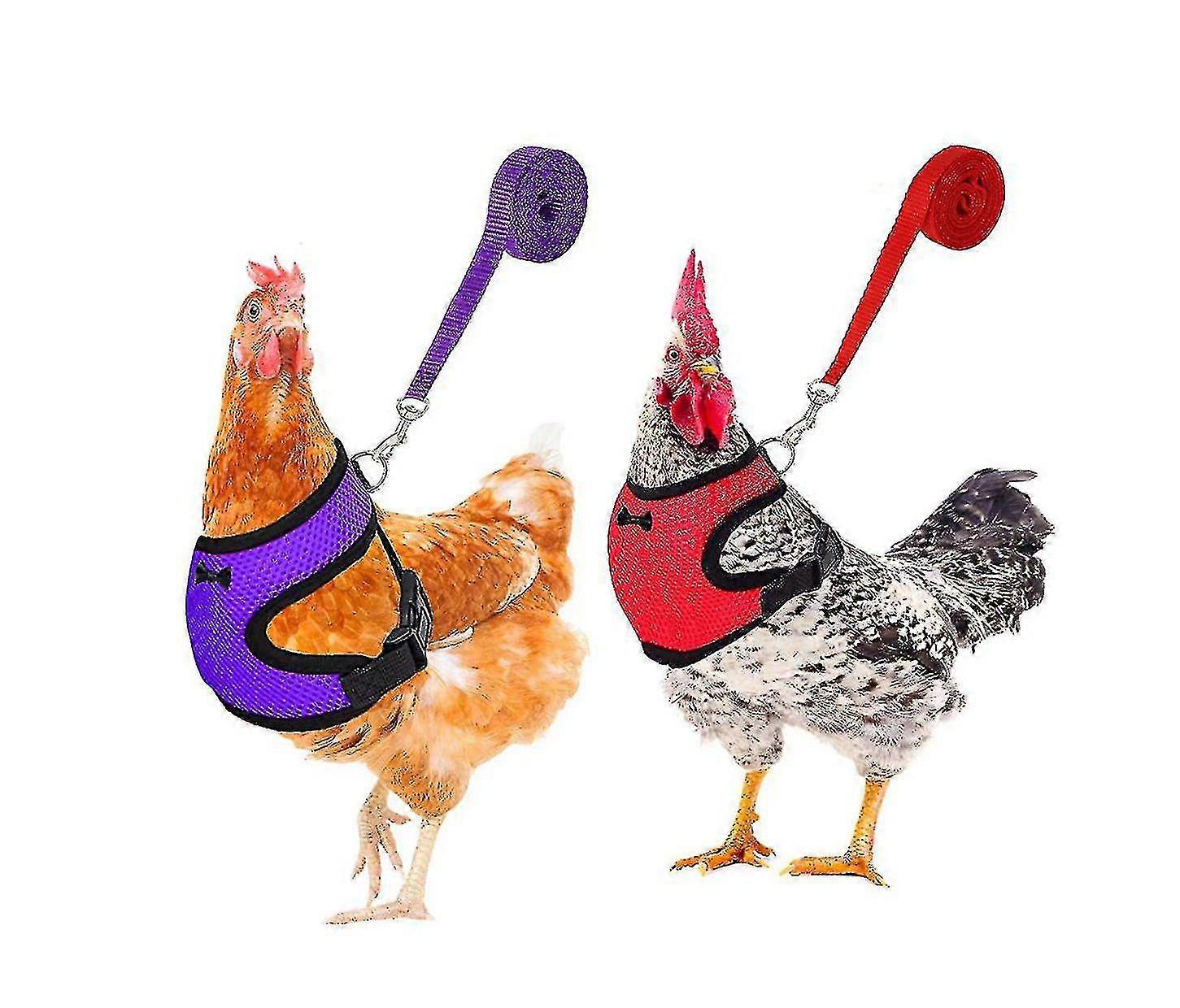 2pcs Chicken Harness And Leash, Modified Adjustable Breathable Harness Specially Designed For Chicken Duck Goose Training And Walking, Comfortable Si