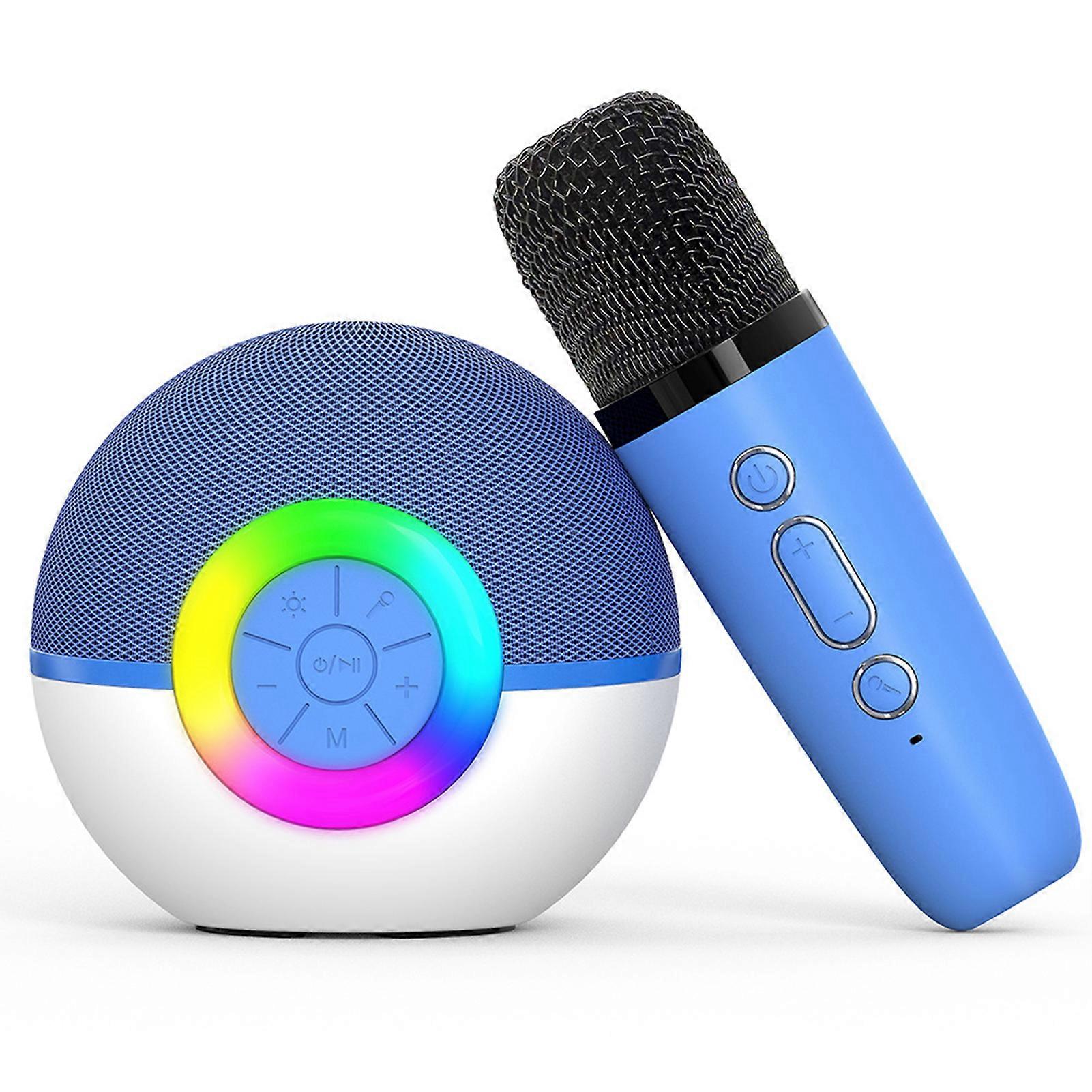 Mini Karaoke Machine for Adults Kids with 1/2 Wireless Microphone Fun Toy Portable Karaoke Singing Speaker