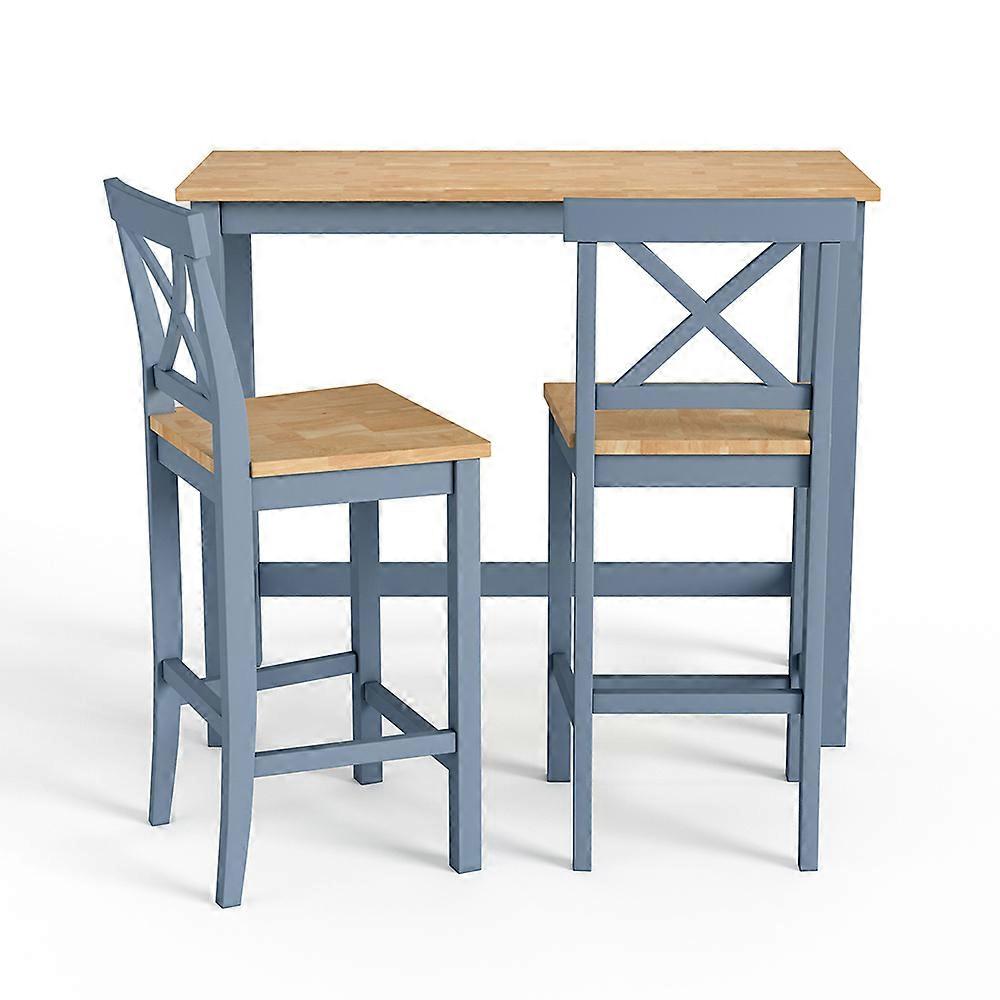 3-Piece Table Chairs Set - 1 Dining Table with 2 Chairs in Grey