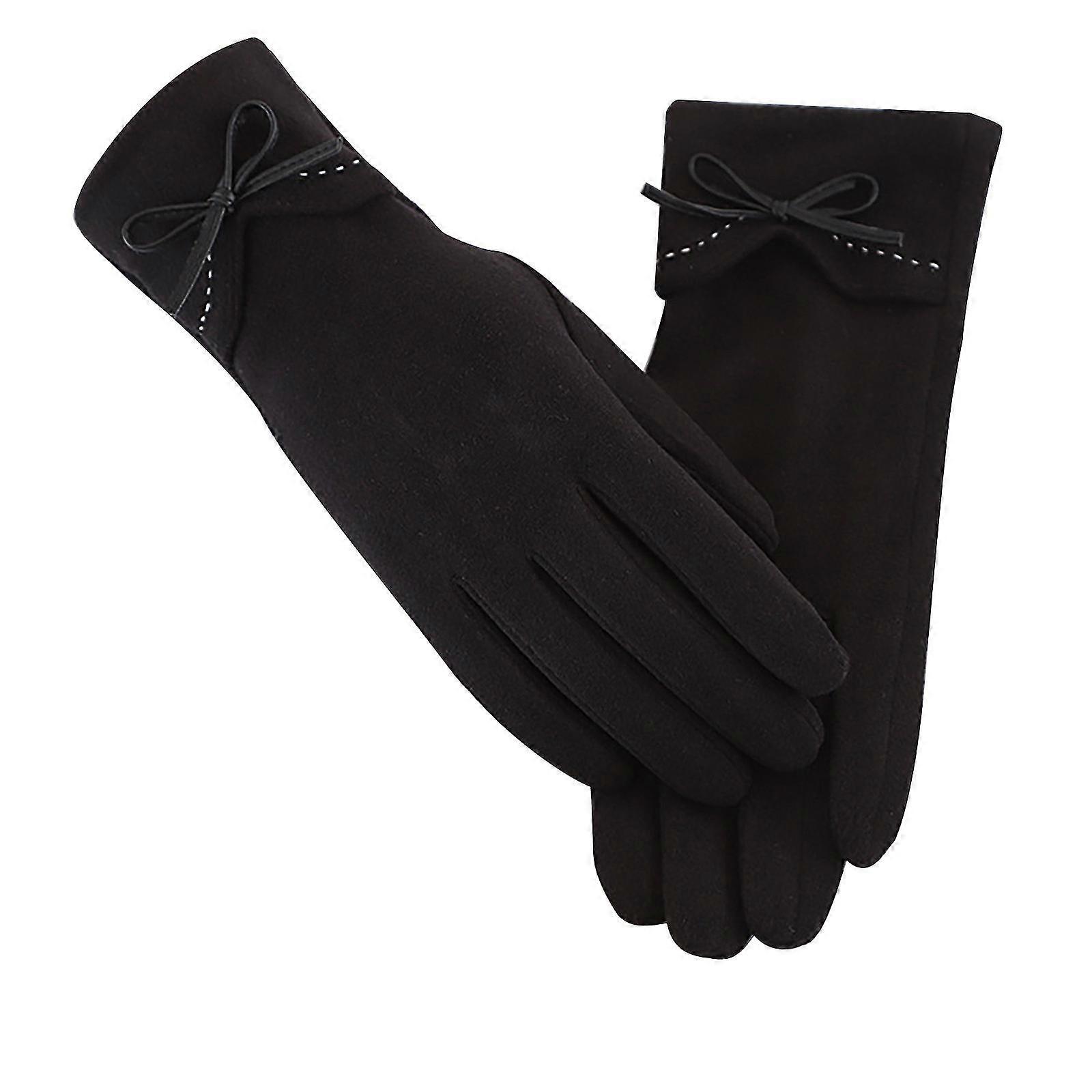 women's solid color german velvet gloves with t-ouch screen for index finger