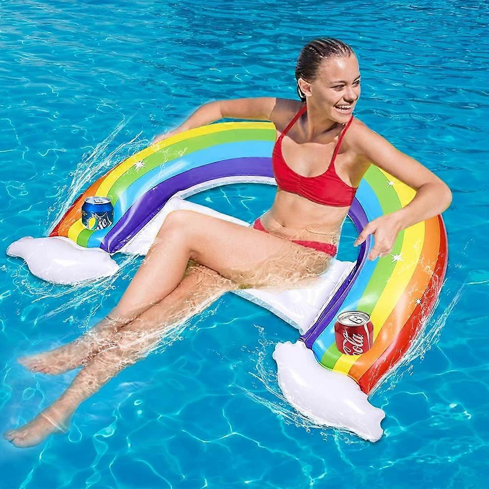 Hamac d’eau gonflable, chaise longue de piscine portable avec 2 porte-gobelets, chaise de piscine ultra confortable