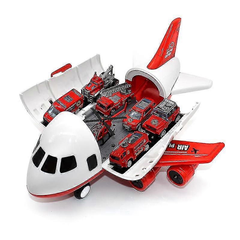 Children's Large Airliner Model Toys With 6pcs Alloy Firefighting Inertia Car