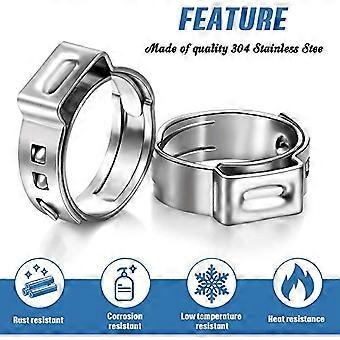 30 Pack 1/2 Inch PEX Crimp Rings – 304 Stainless Steel, Cinch Ear Pinch Clamp