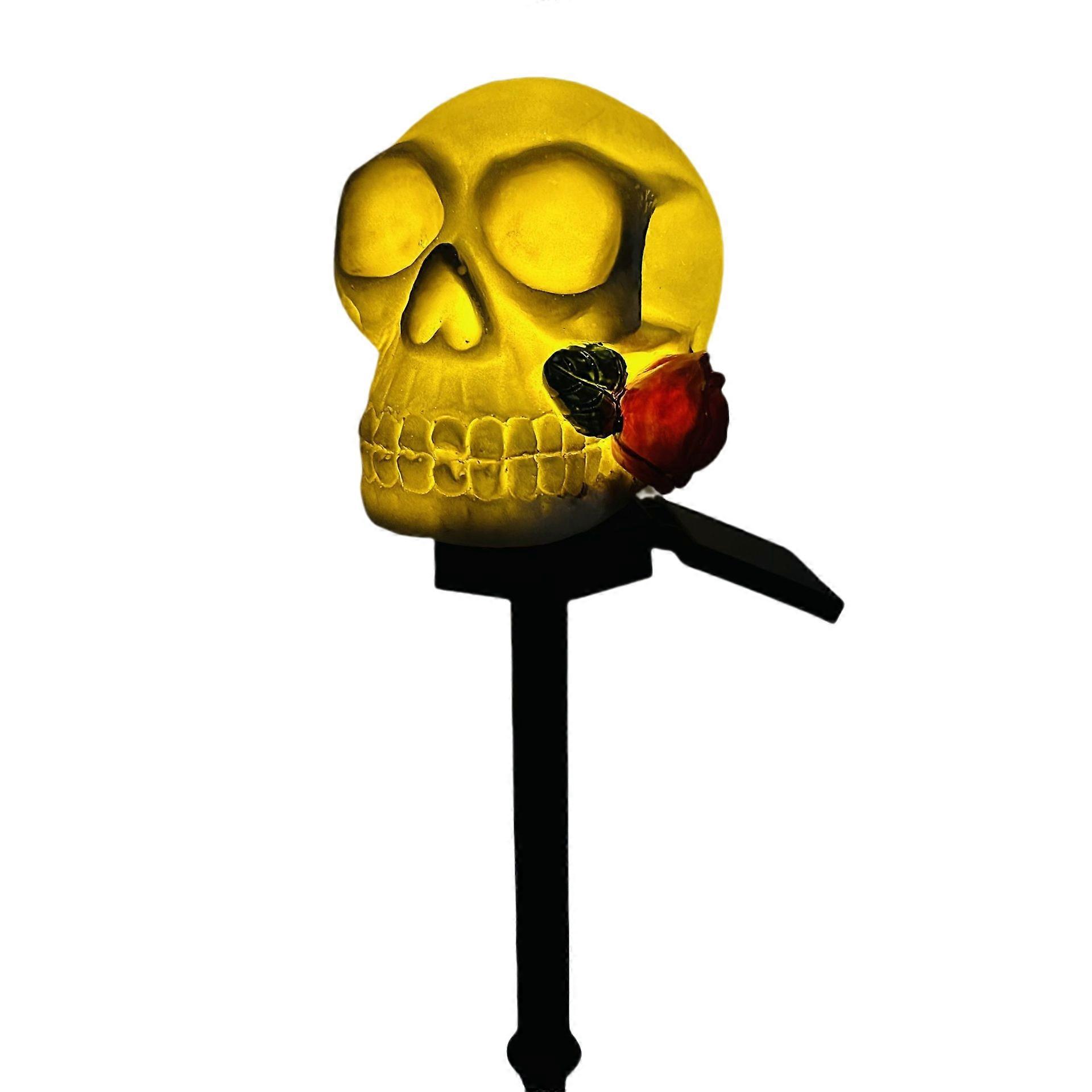 Halloween Skull Stake Light 40cm/15.7in Yellow