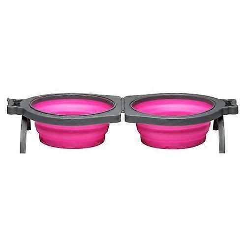 Loving Pets Travel 双人餐厅狗碗，粉色，各 1 个/中号