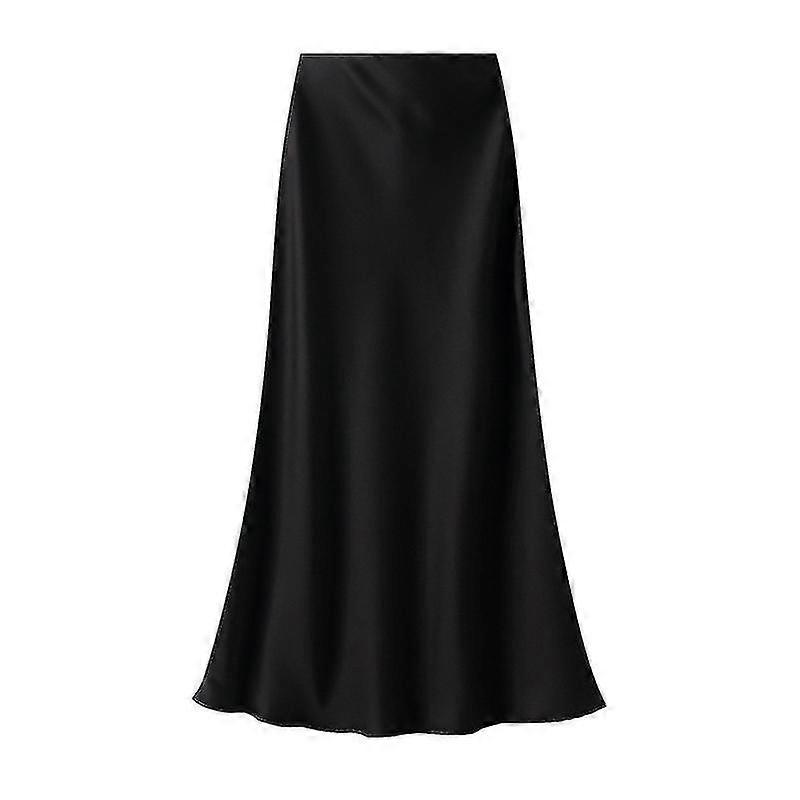 Satin Midi Skirt High Waist Long Skirts For Women