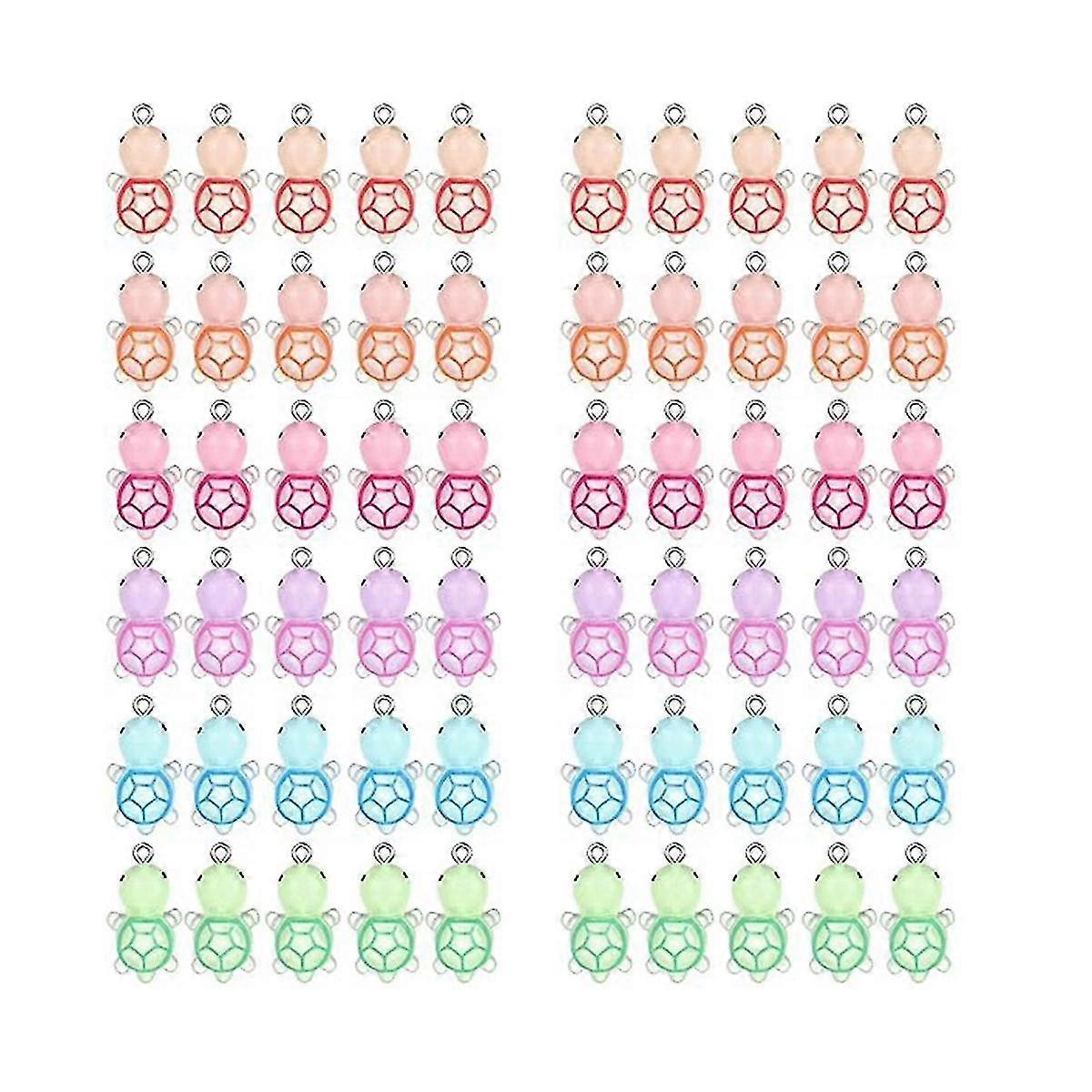 60 Pcs Mini Resin Turtle Charms Glow In The Dark Turtle Pendants Luminous Tortoise Sea Dangle Anima