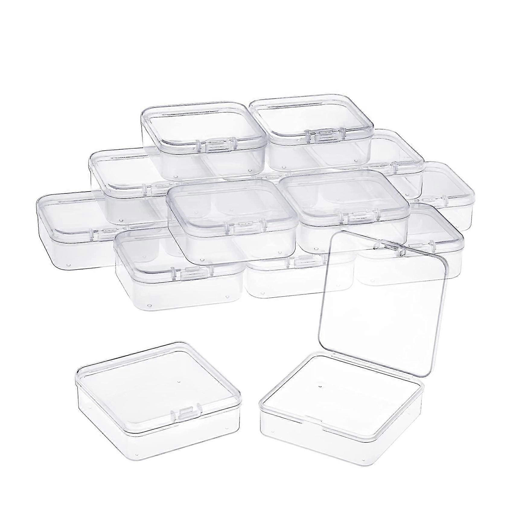 16 Pack Clear Plastic Beads Storage Containers Box With Hinged Lid For Small Items, Diamond, Beads