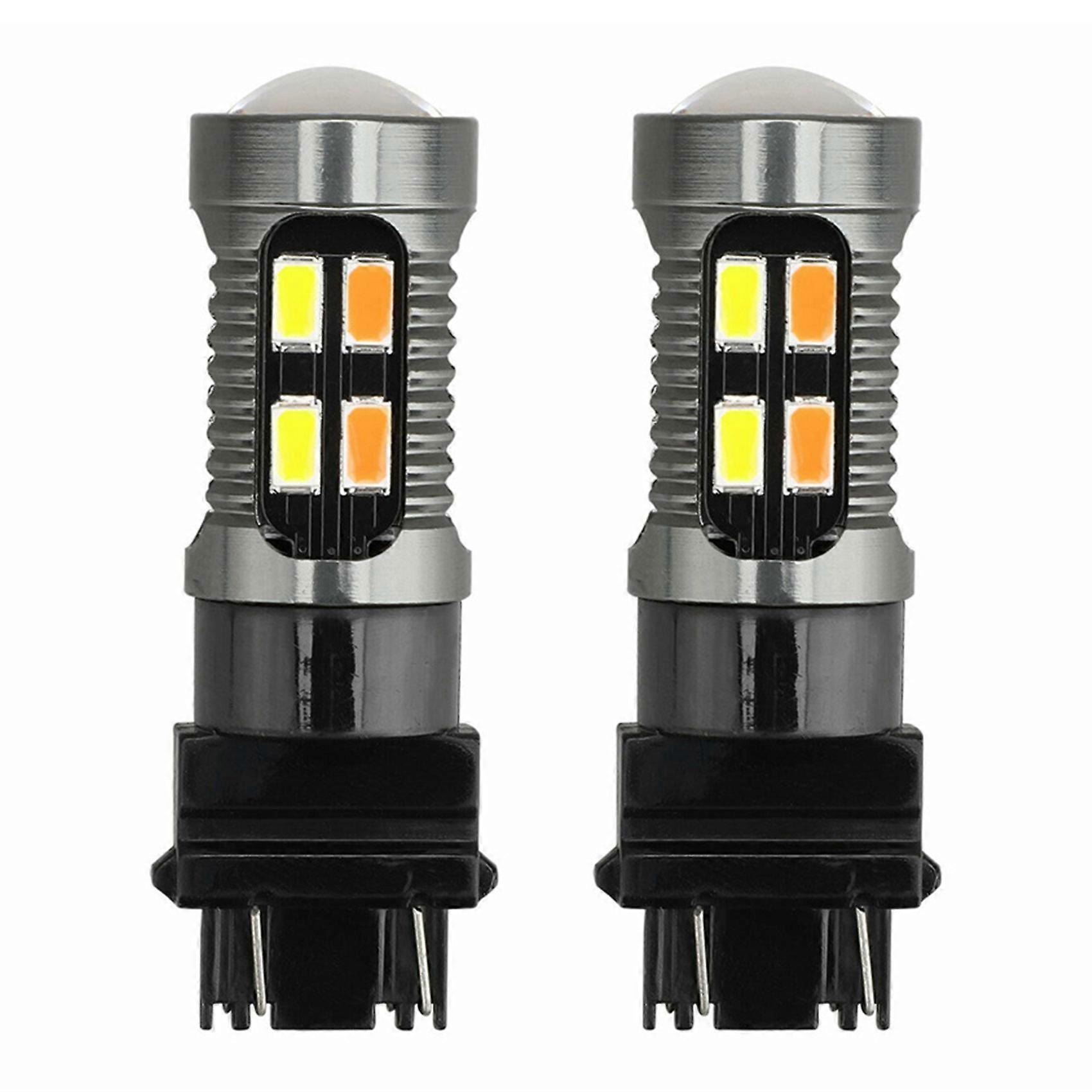 2X LED Light Dual Color Bulb T25 3157 P27-7W 5630 20SMD Canbus Car Brake Reverse Lamp Turn Signal White Amber B