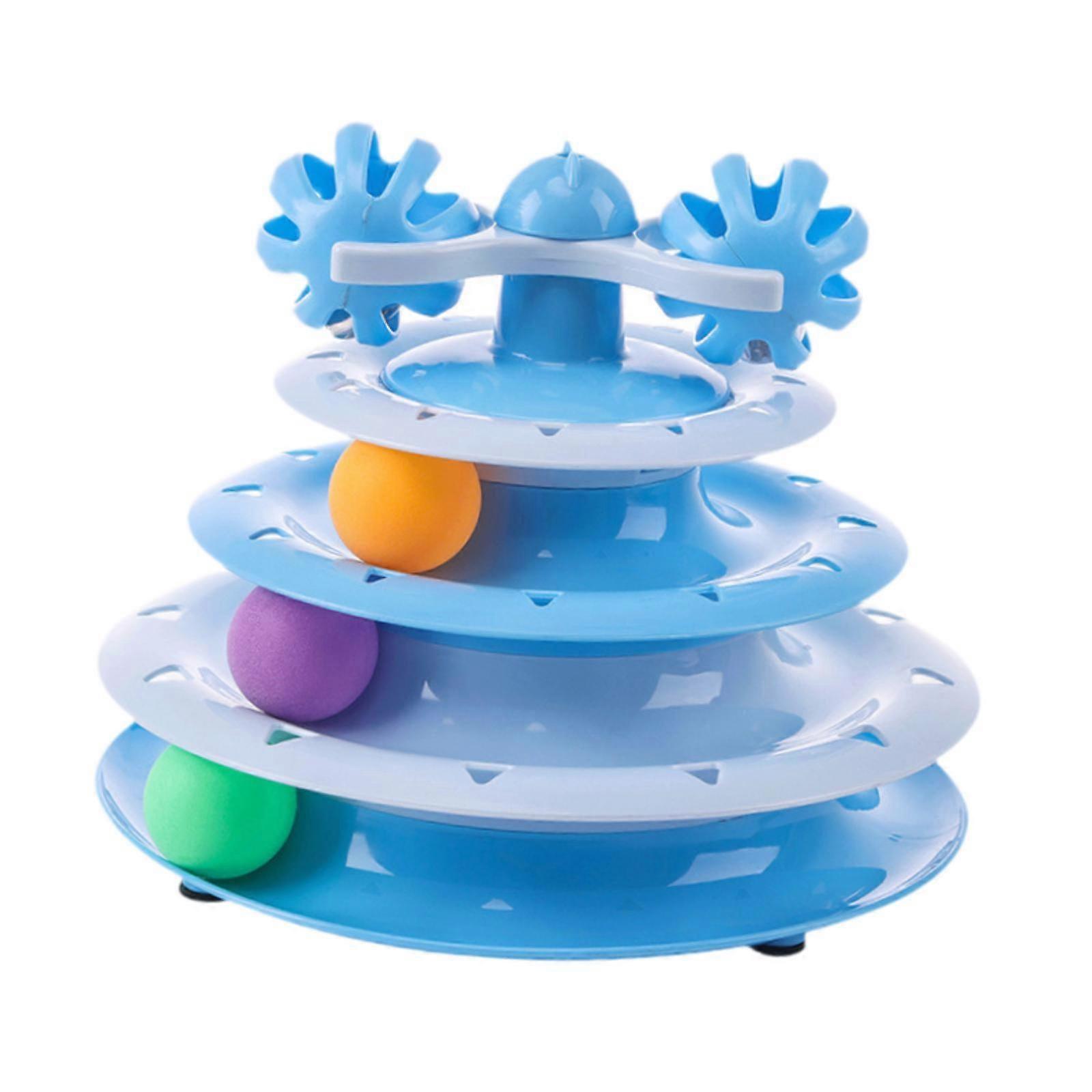 Cat Toy Roller Fun Toy 4 Level Cat Track Ball for Kitten Interactive Cat Toy Blue