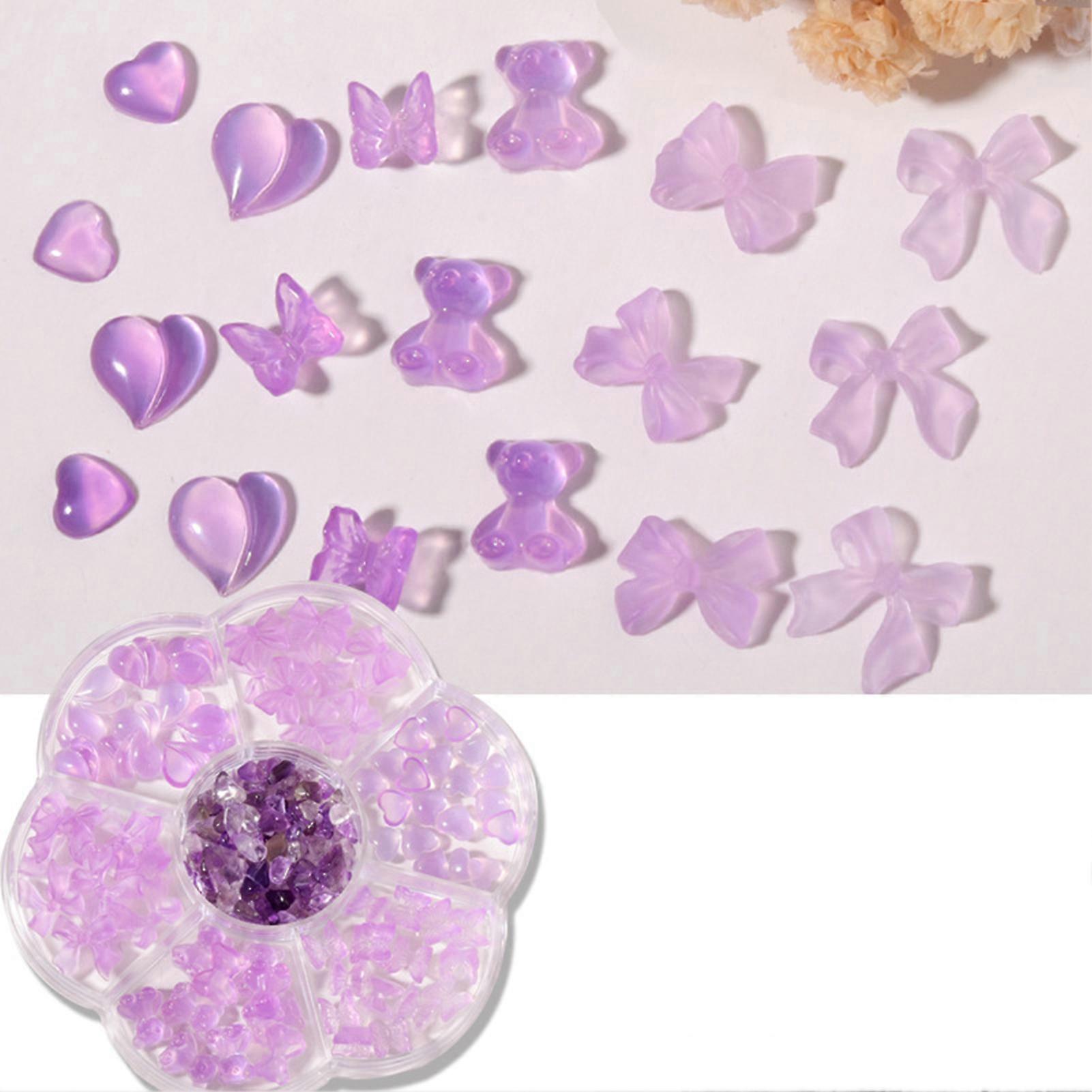 光を変えるネイルジュエリーセット日光色を変える女性のための天然クリスタルストーンネイルデザインクラフトバレンタインデー