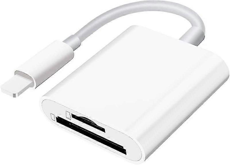 Compatible Dual Card Slot Memory Card Reader for iPhone, iPad, and Camera
