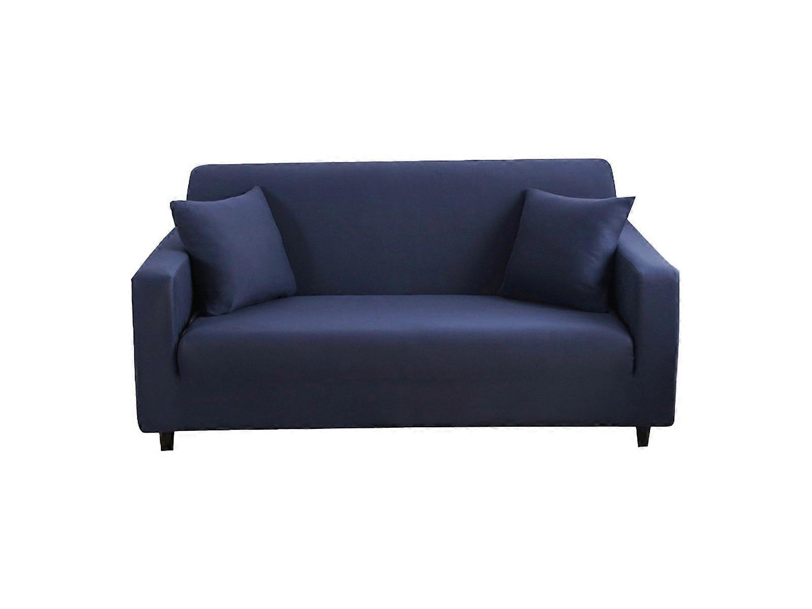 Sofa Cover Navy Solid Colour Sofa Protector Stretch Couch Slipcover 2 Seats