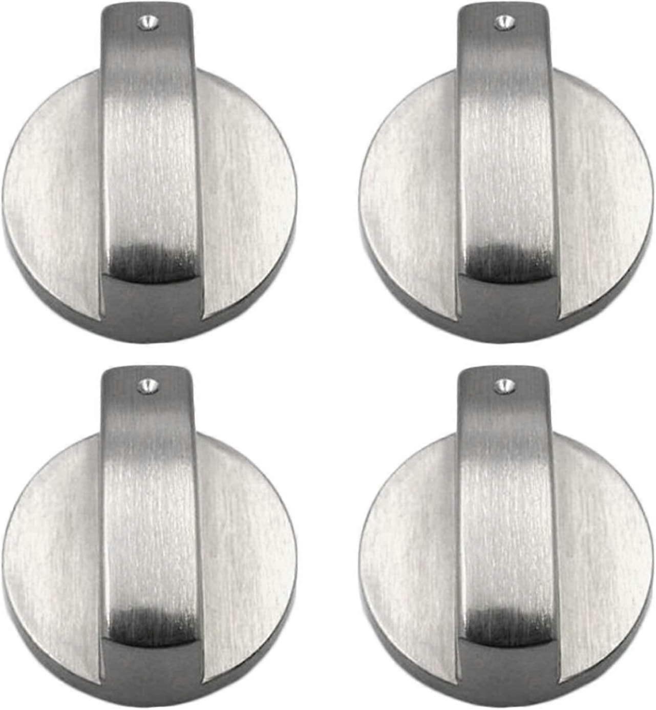 Gas stove knobs, 4 pieces, metal, 6mm, silver-colored, adjustment knobs
