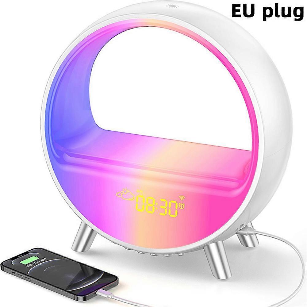 LED Wake Up Light Colorful Alarm Clock Night Light Sunset Simulation Lamp Bluetooth-compatible Speaker