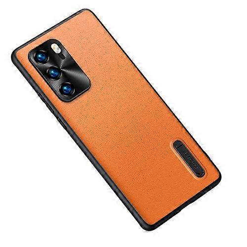 For Huawei P40 Folding Holder Plain Leather Phone Case