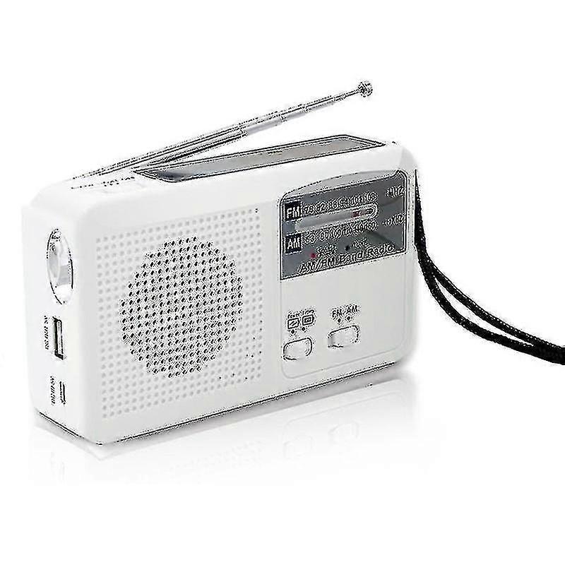 Nödradio Solar Handvev Självdriven, FM / AM Radio Led Ficklampa Bärbar USB-laddning -Aya