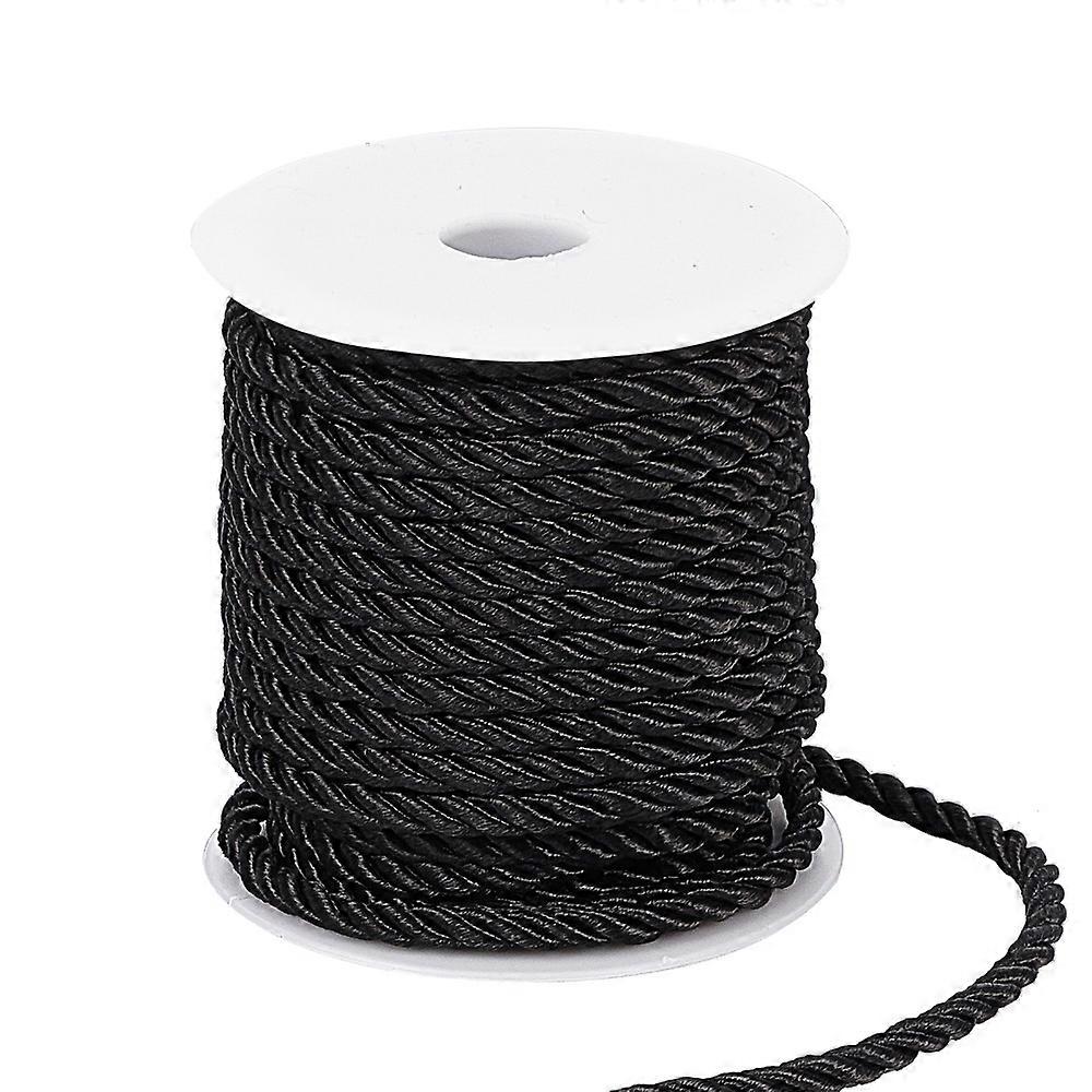 3-Ply Polyester Cord with Spool Twisted Rope for DIY Cord Jewelry Findings Black 5mm Spool: 82x83mm about 18m/roll