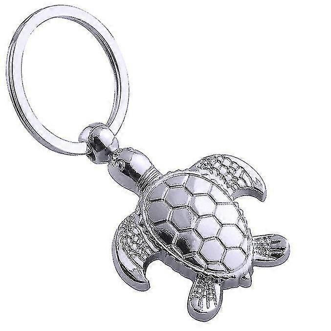 Key Ring, Turtle Motif Bag Charm In Silver-plated Steel.