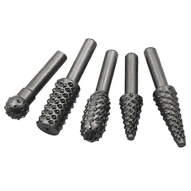 Set of 5 Assorted Cutters for Wood - for Burnishing Polishing Engraving Grinding Filing Deburring Carpentry - Rotary Tool for Chuck Screwdriver Drill